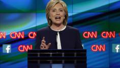 Democratic U.S. presidential candidate former Secretary of State Hillary Clinton speaks during the first official Democratic candidates debate of the 2016 presidential campaign in Las Vegas