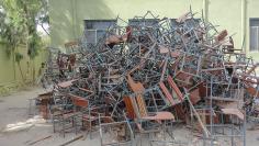 Chairs at a built, but never used Afghan school