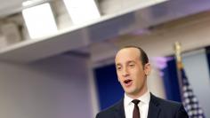 Senior White House Advisor Stephen Miller waits to go on the air in the White House Briefing Room in Washington