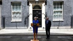 Britain's Prime Minister Theresa May addresses the country after Britain's election at Downing Street in London