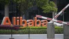 Alibaba's logo is seen at its headquarters on the outskirts of Hangzhou, Zhejiang province April 23, 2014.   REUTERS/Chance Chan 