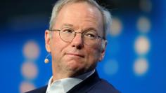 FILE PHOTO: Alphabet's Executive Chairman Eric Schmidt looks on during the Milken Institute Global Conference in Beverly Hills