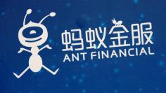 FILE PHOTO - A logo of Ant Financial is displayed at the Ant Financial event in Hong Kong