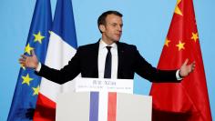 FILE PHOTO: French President Emmanuel Macron delivers his speech at the Daming Palace in Xian, Shaanxi province, China