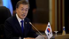 South Korea's President Moon Jae-In delivers a statement during the 19th Association of Southeast Asian Nations (ASEAN)-Republic of Korea Summit on the sidelines of the 31st ASEAN Summit and Related summits at the Philippine International Convention Cent