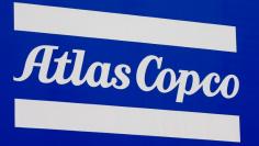 FILE PHOTO: A Atlas Copco company logo is pictured at the "Bauma" Trade Fair for Construction, Building Material and Mining Machines and Construction Vehicles and Equipment in Munich