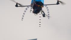 An Australia Post drone is pictured during trials of delivering packages from the air in this handout picture taken in Melbourne