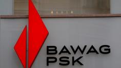 FILE PHOTO: The logo of BAWAG PSK Bank is pictured on one of its branches in Vienna