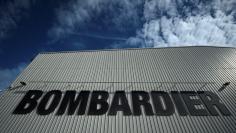 FILE PHOTO: The Bombardier logo is seen at the Bombardier factory in Belfast, Northern Ireland September 26, 2017. Picture taken September 26, 2017. REUTERS/Clodagh Kilcoyne 