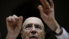 Brazil's Finance Minister Henrique Meirelles gestures during a news conference in Brasilia, Brazil January 12, 2018. REUTERS/Ueslei Marcelino