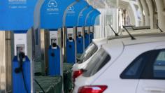 FILE PHOTO: An Electric Vehicle (EV) charging station is seen at a factory of Beijing Electric Vehicle, funded by the BAIC Group, in Beijing, China January 18, 2016. REUTERS/Kim Kyung-Hoon/File Photo