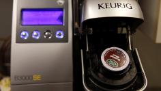 FILE PHOTO:    A single-serve Keurig Green Mountain brewing machine is seen before dispensing coffee in New York