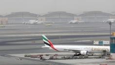 View shows Dubai International Airport after an Emirates Airline flight crash-landed