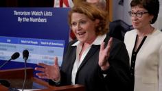 FILE PHOTO: Senator Heidi Heitkamp (D-ND) speaks at a news conference on Capitol Hill in Washington, D.C., U.S., to unveil a compromise proposal on gun control measures, June 21, 2016. REUTERS/Yuri Gripas