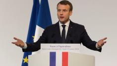 French President Emmanuel Macron delivers his New Year wishes to the Agricultural sector in Saint-Genes-Champanelle