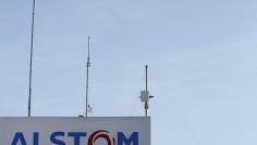 FILE PHOTO: The logo of French engineering group Alstom is seen at the plant in Aytre near La Rochelle, France, August 31, 2016.  REUTERS/Regis Duvignau 