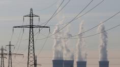 Electrical power pylons of high-tension electricity power lines are seen near the cooling towers of the Electricite de France (EDF) nuclear power station in Dampierre-en-Burly, March 8, 2015. REUTERS/Christian Hartmann 