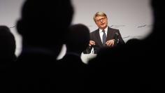 A new CEO of Deutsche Boerse AG Weimer delivers a speech at the New Year reception of the German stock market in Eschborn near Frankfurt