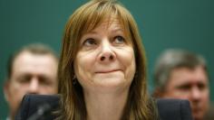 General Motors CEO Mary Barra purses her lips before beginning her testimony before a House Energy and Commerce Oversight and Investigations Subcommittee hearing on the GM ignition switch recall on Capitol Hill in Washington June 18, 2014. REUTERS/Jonatha