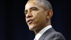 U.S. President Barack Obama delivers remarks about the progress made to date in the response to the Ebola outbreak in West Africa, from the Eisenhower Executive Office Building on the White House campus in Washington February 11, 2015.   REUTERS/Jonathan 