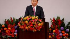 Chinese President Xi Jinping delivers his speech during the 20th anniversary of the city's handover from British to Chinese rule, in Hong Kong, China, July 1, 2017. REUTERS/Bobby Yip 