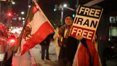 People protest in Los Angeles, California, U.S., in support of anti-government protesters in Iran