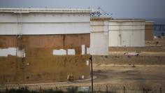 Eilat-Ashkelon Pipeline Co. (EAPC) oil storage containers are seen on the shore of the Mediterranean Sea in Ashkelon