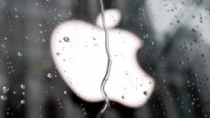 File photo of an Apple Inc. logo seen through raindrops on a window outside of its flagship store in New York