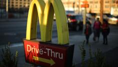 The logo of a McDonald's Corp <MCD.N> restaurant is seen in Los Angeles, California, U.S. October 24, 2017. REUTERS/Lucy Nicholson 