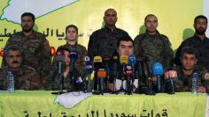 SDF spokesman Kino Gabriel speaks during a news conference in Ain Issa, Syria, January 22, 2018. REUTERS/Rodi Said