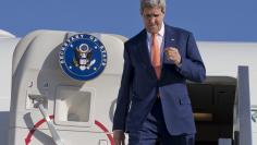 U.S. Secretary of State John Kerry arrives in Tel Aviv, Israel