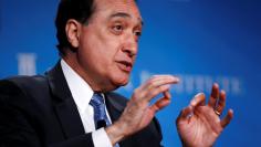 FILE PHOTO: Henry Cisneros takes part in a panel discussion at the Milken Institute Global Conference in Beverly Hills, California