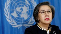 Special Rapporteur on the situation of human rights in Myanmar Lee addresses a news conference at the UN in Geneva