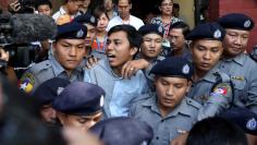 Reuters journalist Kyaw Soe Oo arrives at the court in Yangon, Myanmar January 10, 2018. REUTERS/Stringer