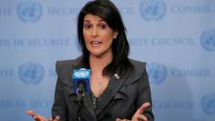 FILE PHOTO: U.S. Ambassador to the United Nations Nikki Haley speaks at UN headquarters in New York, NY, U.S., January 2, 2018. REUTERS/Lucas Jackson/File Photo