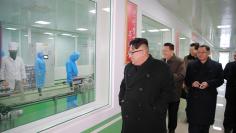 KCNA picture of North Korean leader Kim Jong Un giving field guidance at the Pyongyang Pharmaceutical Factory