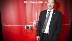CEO of Norwegian Air Shuttle, Bjorn Kjos, poses at a news conference where he spoke about the low-cost airline's plans to buy 222 new aircraft in Oslo 25 January 2012.  REUTERS/Heiko Junge/Scanpix 