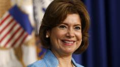 Maria Contreras-Sweet listens to remarks during her ceremonial swearing-in as Administrator of the Small Business Administration at the White House in Washington April 7, 2014. REUTERS/Kevin Lamarque 