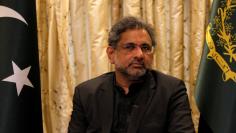 Pakistani Prime Minister Shahid Khaqan Abbasi speaks during an interview with Reuters in Islamabad