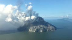 The remote island volcano of Kadovar spews ash into the sky in Papua New Guinea