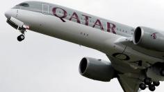 FILE PHOTO: A Qatar Airlines Airbus A350 aircraft takes off in Colomiers near Toulouse, France, October 19, 2017. REUTERS/Regis Duvignau/File Photo