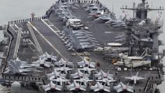 The Nimitz-class aircraft carrier USS John C. Stennis arrives to join the annual Key Resolve military exercise conducted by South Korea and the U.S., at a port in Busan