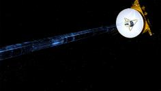 New Horizons spacecraft is seen transmitting data back to Earth in an undated artist's illustration.  NASA/Handout via REUTERS    