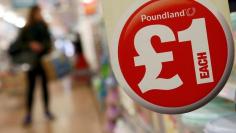 FILE PHOTO:A sign is seen in a Poundland store in London