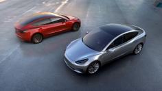 FILE PHOTO - Tesla Motors' mass-market Model 3 electric cars are seen in this handout picture from Tesla Motors on March 31, 2016.   Tesla Motors/Handout via REUTERS/File Photo    