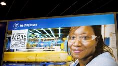 FILE PHOTO: The logo of the American company Westinghouse is pictured in Le Bourget, near Paris