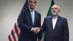 United States Secretary of State John Kerry meets with Mohammad Javad Zarif,  Minister of Foreign Affairs of Iran, at the United Nations in New York