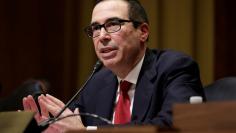 FILE PHOTO --  Steven Mnuchin testifies before a Senate Finance Committee confirmation hearing on his nomination to be Treasury secretary in Washington, U.S., January 19, 2017.    REUTERS/Joshua Roberts/File Photo