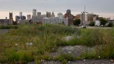 Downtown Detroit is seen from a vacant lot, looking south along Woodward Avenue.    REUTERS/ Rebecca Cook 