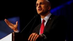 FILE PHOTO - California Republican gubernatorial primary candidate Neel Kashkari speaks on stage during the California Republican Party Spring Convention in Burlingame, California, U.S. on March 16, 2014  REUTERS/Stephen Lam/File Photo